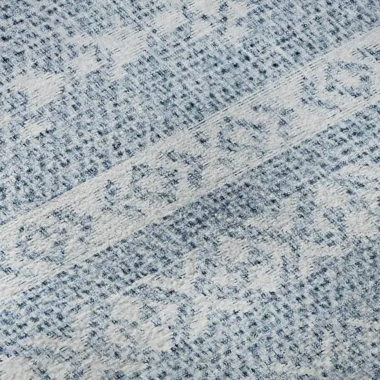 Blue And Ivory Southwestern Washable Area Rug With UV Protection Photo 9
