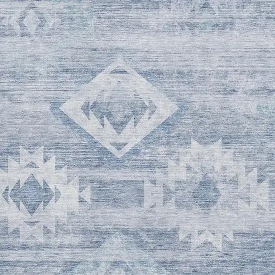Blue And Ivory Southwestern Washable Area Rug With UV Protection Photo 3