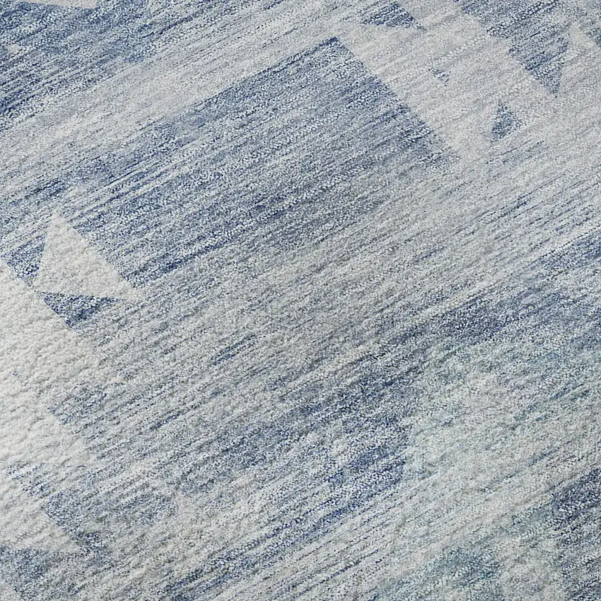 Blue And Ivory Southwestern Washable Area Rug With UV Protection Photo 9