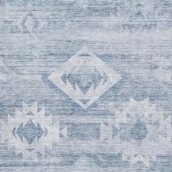 Blue And Ivory Southwestern Washable Area Rug With UV Protection Photo 3