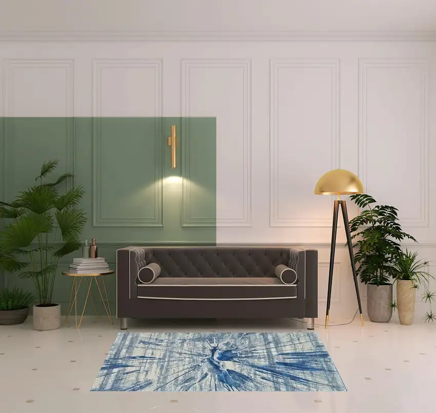 Blue And Ivory Stain Resistant Area Rug Photo 2