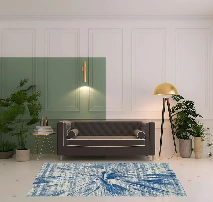 Blue And Ivory Stain Resistant Area Rug Photo 2