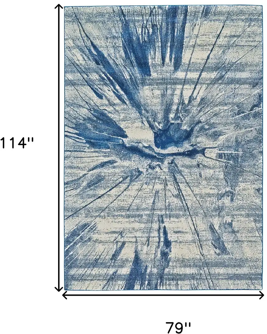 Blue And Ivory Stain Resistant Area Rug Photo 6