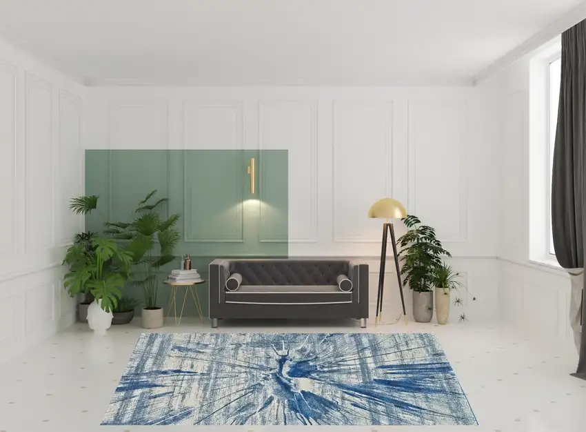 Blue And Ivory Stain Resistant Area Rug Photo 2