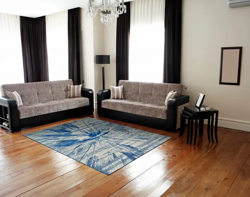 Blue And Ivory Stain Resistant Area Rug Photo 4