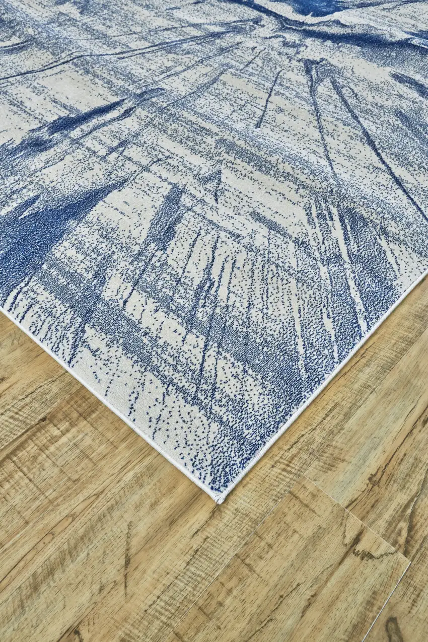 Blue And Ivory Stain Resistant Area Rug Photo 3