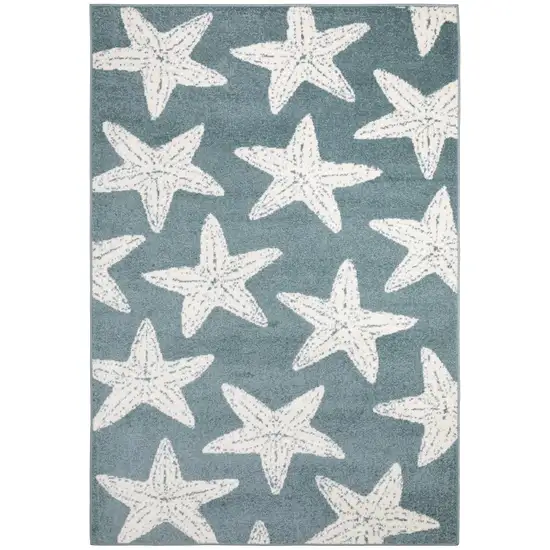 Blue And Ivory Starfish Area Rug Photo 7