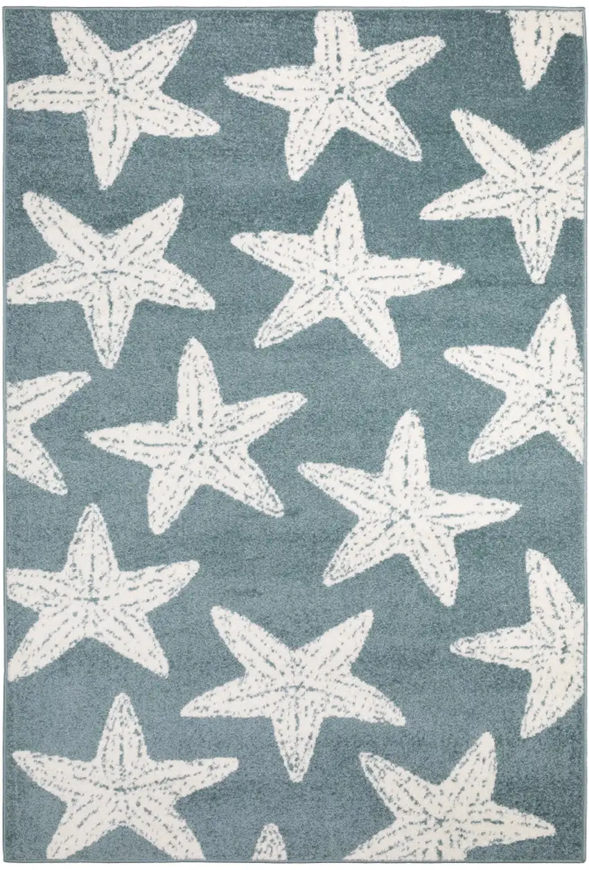 Blue And Ivory Starfish Area Rug Photo 7