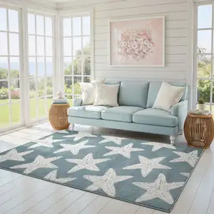 Photo of Blue And Ivory Starfish Area Rug