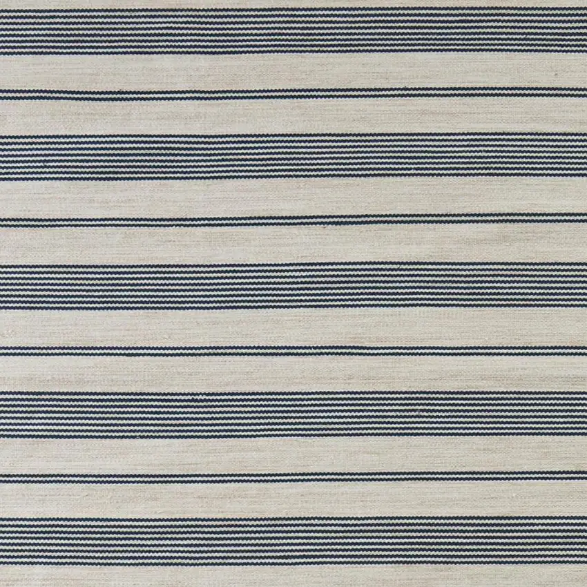 Blue and Ivory Striped Hand Woven Area Rug Photo 2
