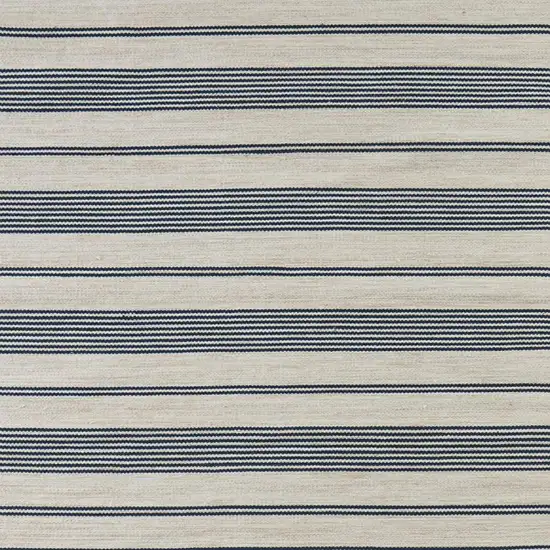 Blue And Ivory Striped Dhurrie Hand Woven Stain Resistant Area Rug Photo 2