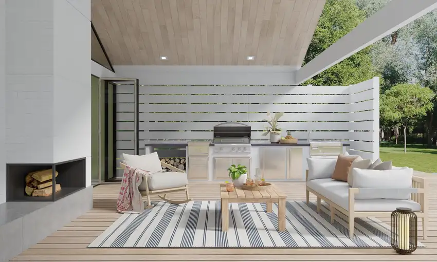 Blue And Ivory Striped Dhurrie Hand Woven Stain Resistant Area Rug Photo 6