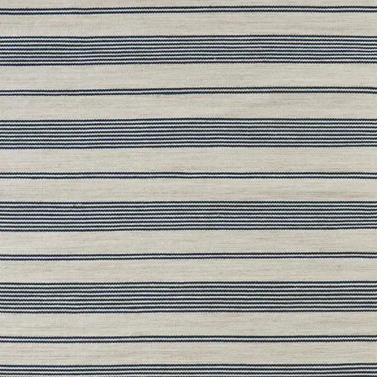 Blue And Ivory Striped Dhurrie Hand Woven Stain Resistant Area Rug Photo 2