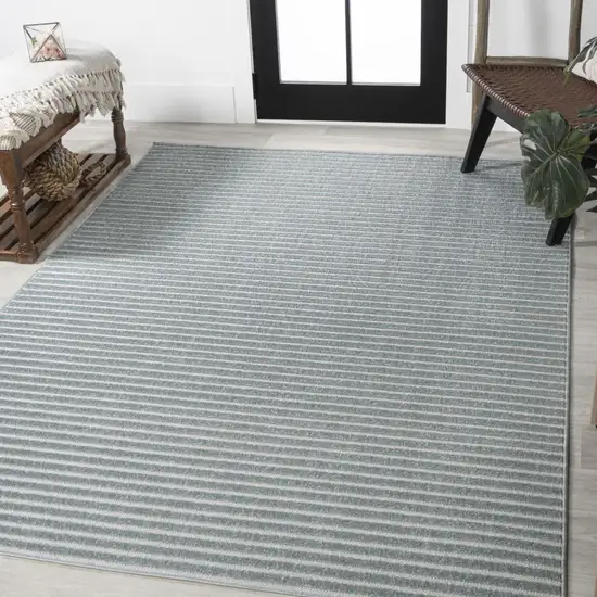 Blue And Ivory Striped Indoor Outdoor Area Rug Photo 6