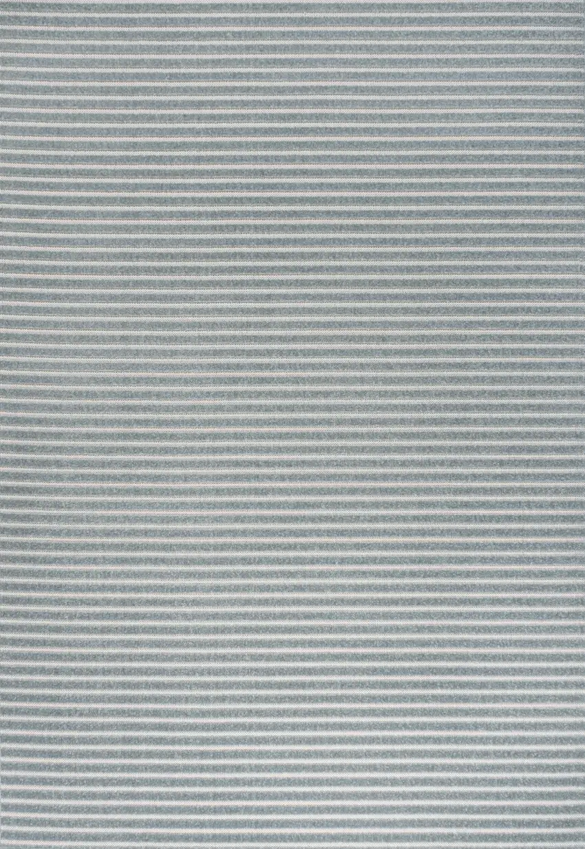 Blue And Ivory Striped Indoor Outdoor Area Rug Photo 1