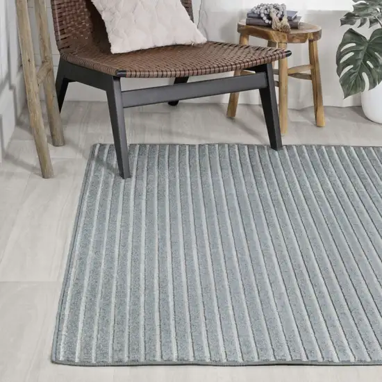 Blue And Ivory Striped Indoor Outdoor Area Rug Photo 7