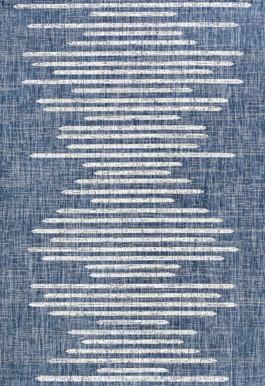Blue And Ivory Striped Indoor Outdoor Area Rug Photo 1