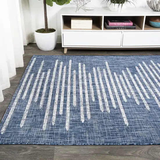 Blue And Ivory Striped Indoor Outdoor Area Rug Photo 6