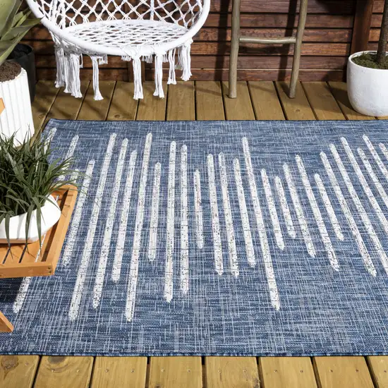 Blue And Ivory Striped Indoor Outdoor Area Rug Photo 9