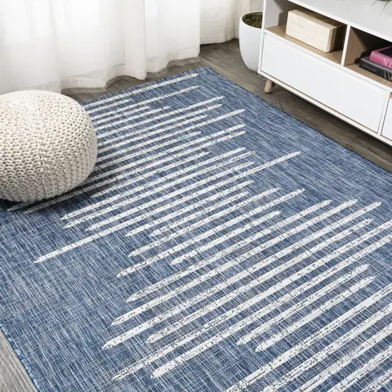 Blue And Ivory Striped Indoor Outdoor Area Rug Photo 7