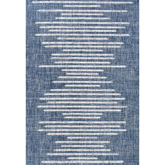 Blue And Ivory Striped Indoor Outdoor Area Rug Photo 3