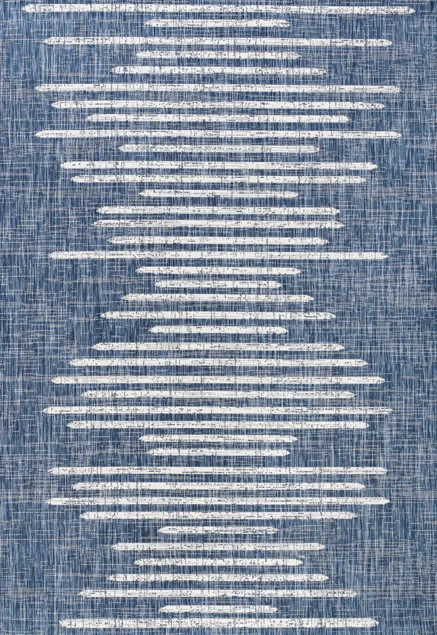 Blue And Ivory Striped Indoor Outdoor Area Rug Photo 3
