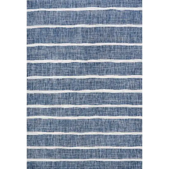 Blue And Ivory Striped Indoor Outdoor Area Rug Photo 1