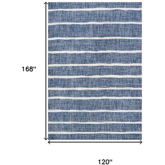 Blue And Ivory Striped Indoor Outdoor Area Rug Photo 3