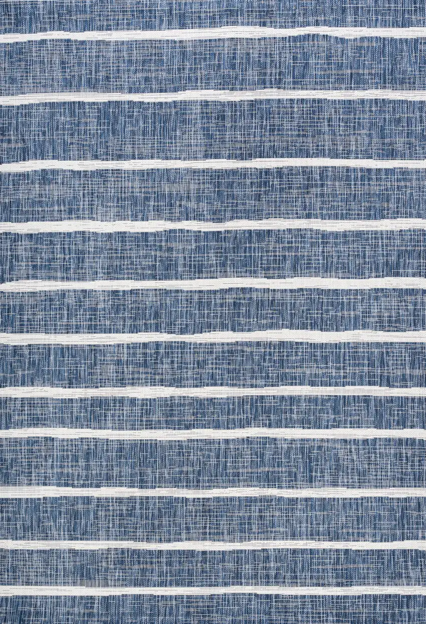 Blue And Ivory Striped Indoor Outdoor Area Rug Photo 1