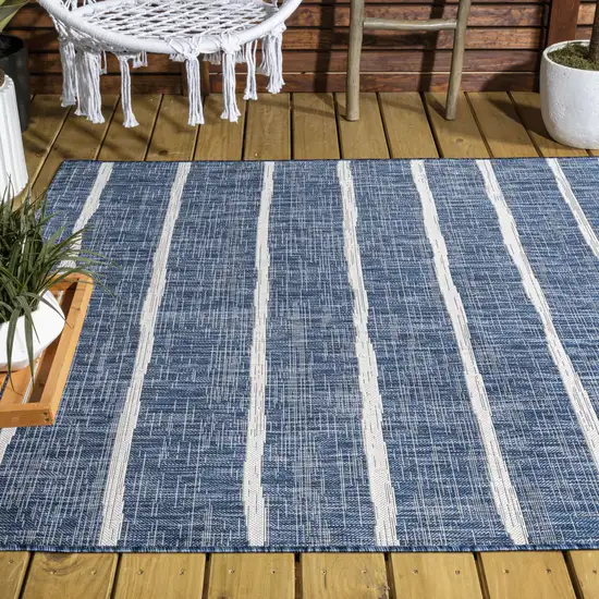 Blue And Ivory Striped Indoor Outdoor Area Rug Photo 9