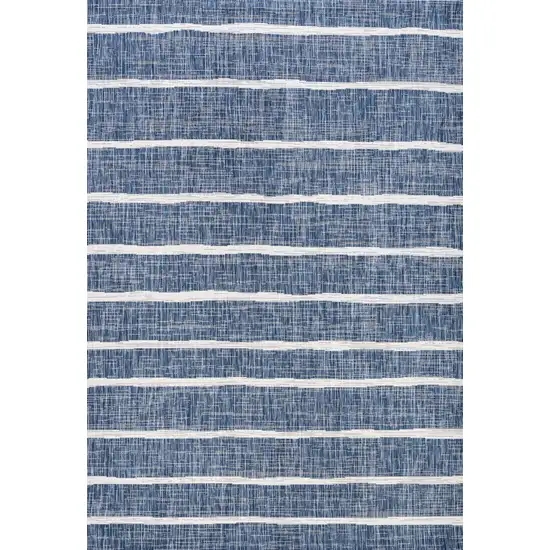 Blue And Ivory Striped Indoor Outdoor Area Rug Photo 3