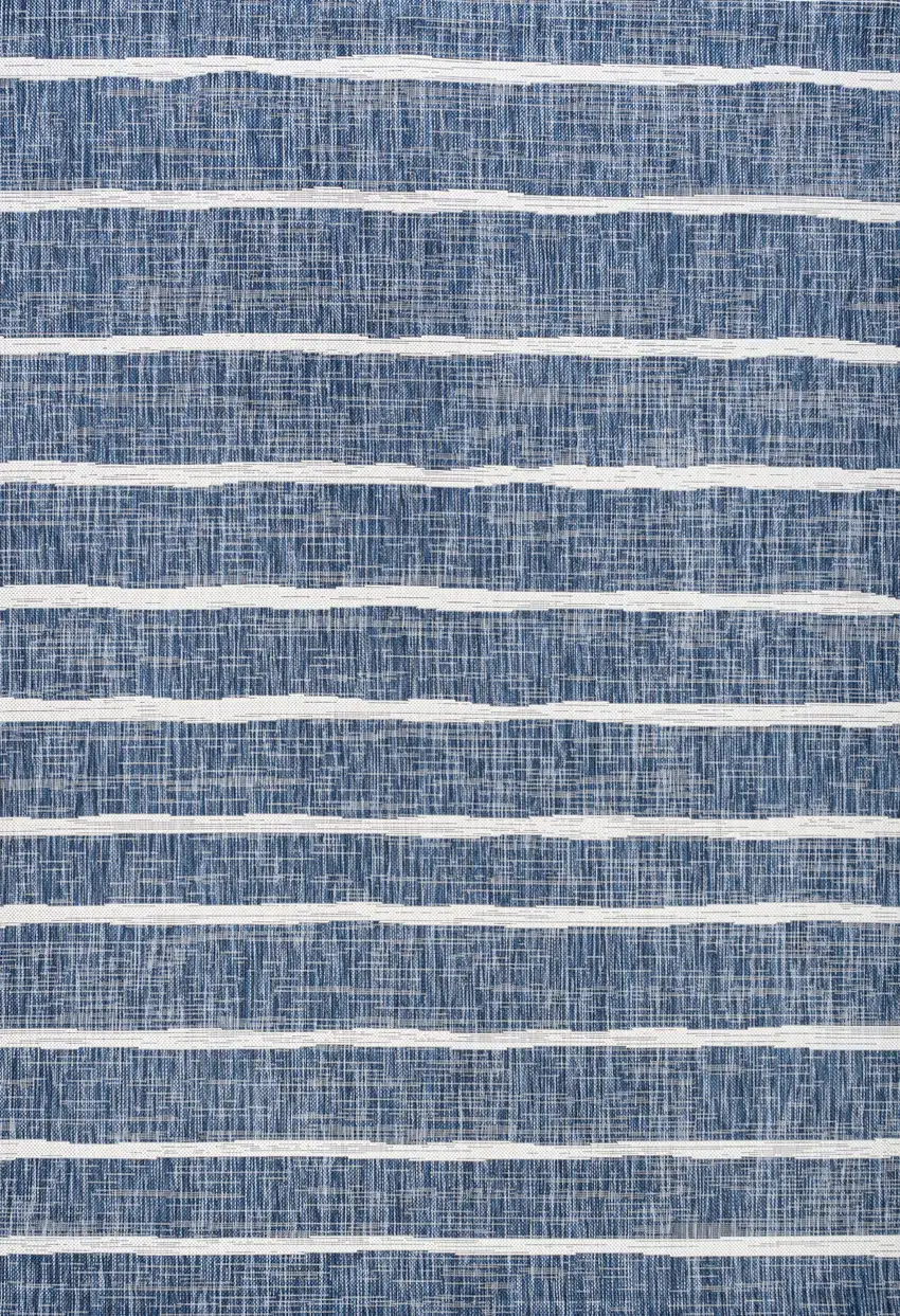 Blue And Ivory Striped Indoor Outdoor Area Rug Photo 3