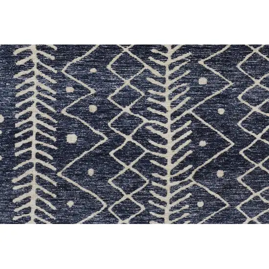 Blue And Ivory Striped Stain Resistant Area Rug Photo 9