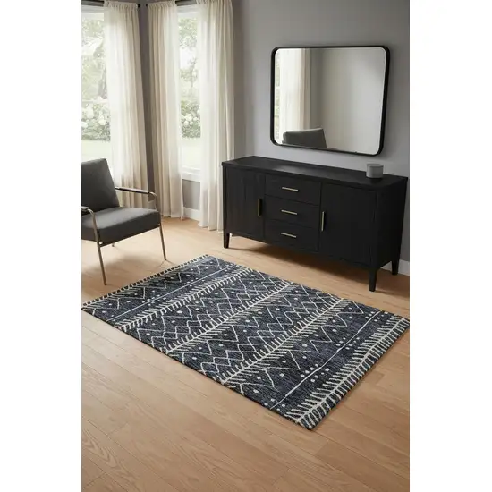 Blue And Ivory Striped Stain Resistant Area Rug Photo 1