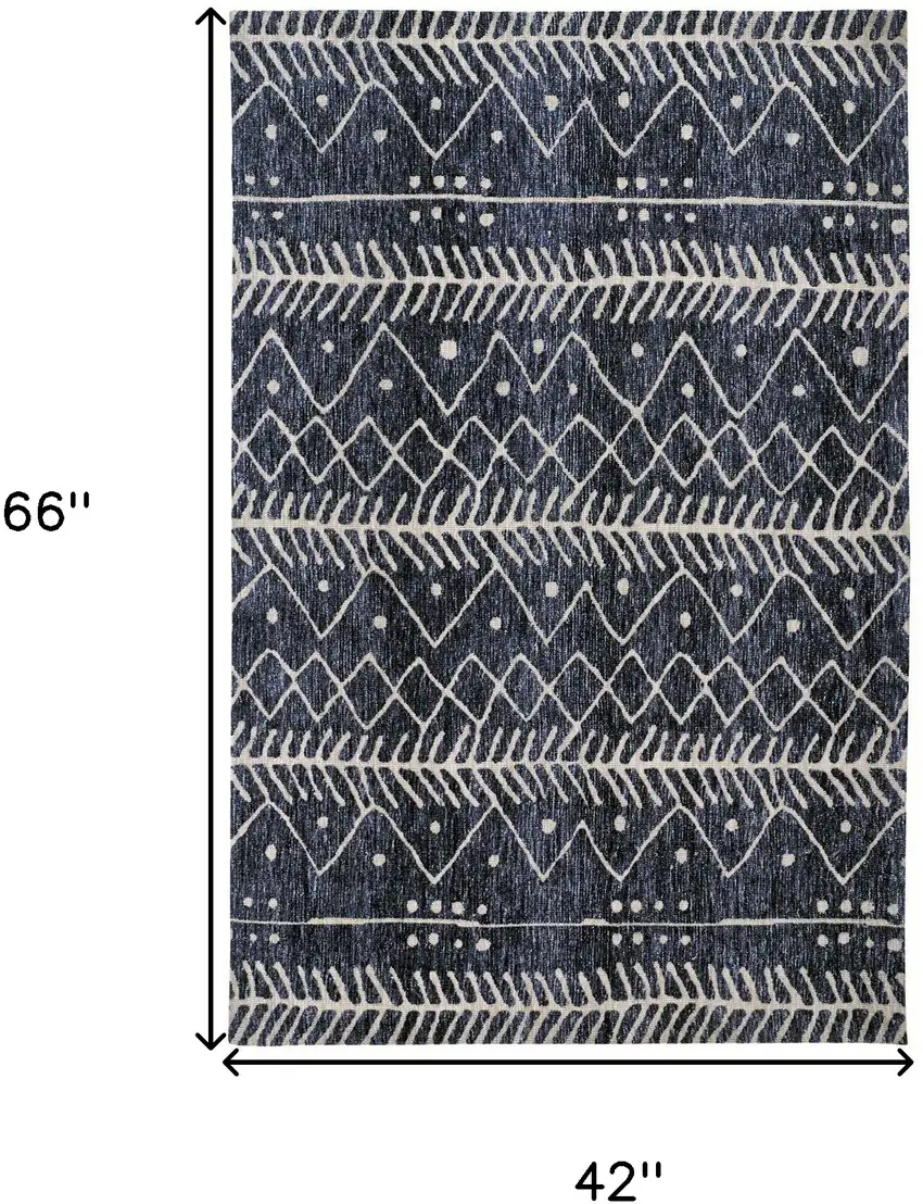 Blue And Ivory Striped Stain Resistant Area Rug Photo 9