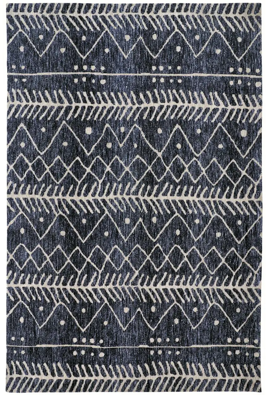 Blue And Ivory Striped Stain Resistant Area Rug Photo 1