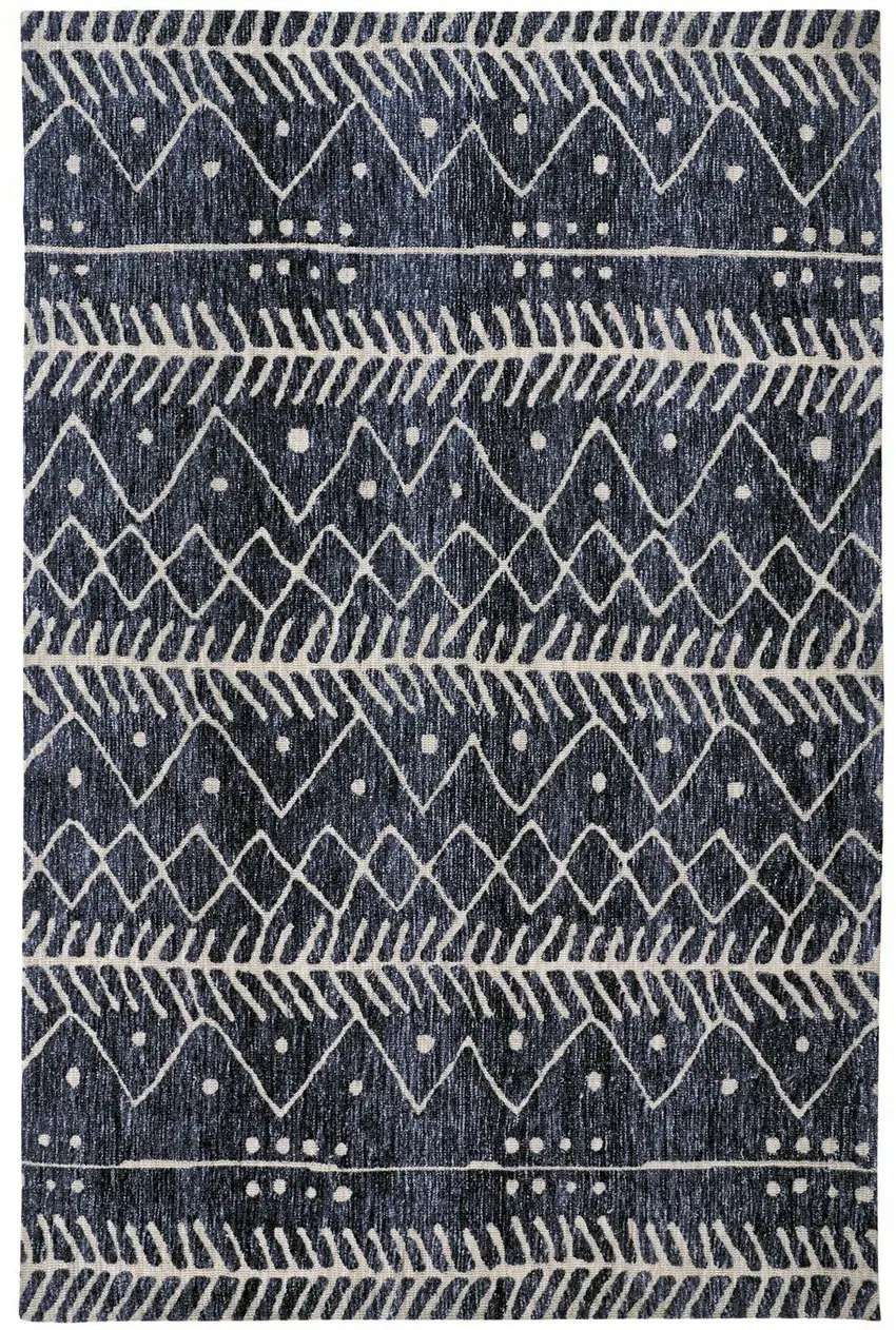 Blue And Ivory Striped Stain Resistant Area Rug Photo 1