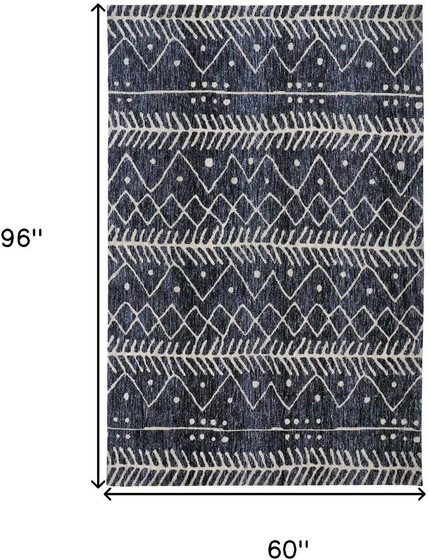 Blue And Ivory Striped Stain Resistant Area Rug Photo 4