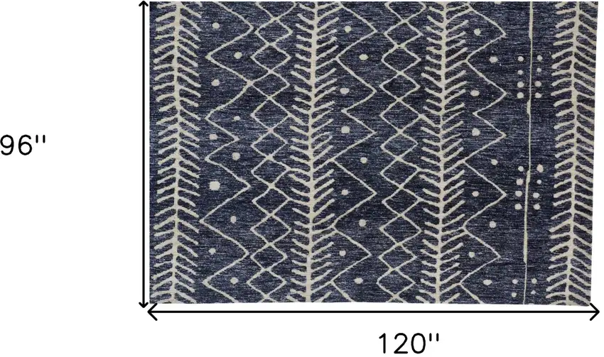 Blue And Ivory Striped Stain Resistant Area Rug Photo 5