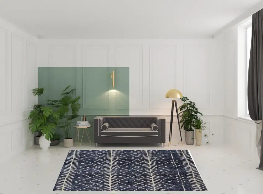 Blue And Ivory Striped Stain Resistant Area Rug Photo 2