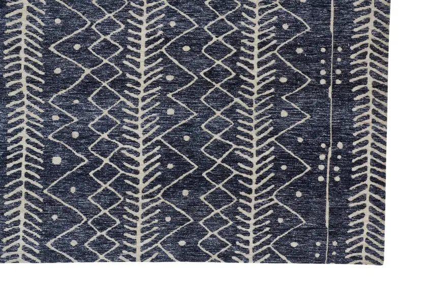 Blue And Ivory Striped Stain Resistant Area Rug Photo 2