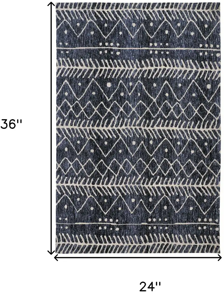 Blue And Ivory Striped Stain Resistant Area Rug Photo 9