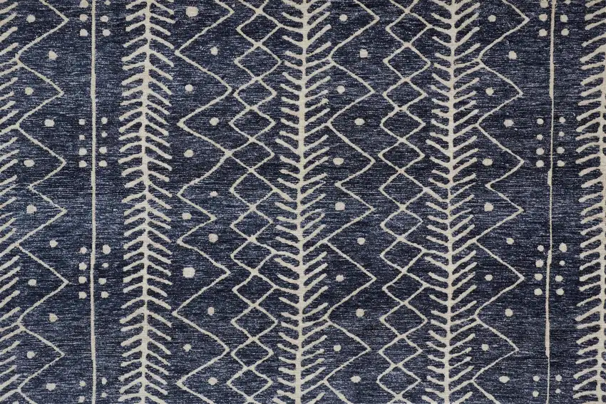 Blue And Ivory Striped Stain Resistant Area Rug Photo 5