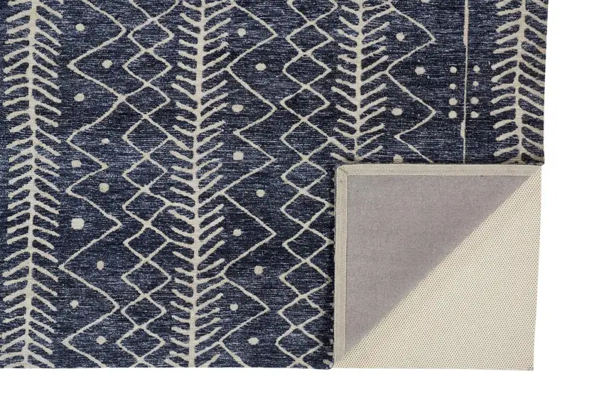 Blue And Ivory Striped Stain Resistant Area Rug Photo 4