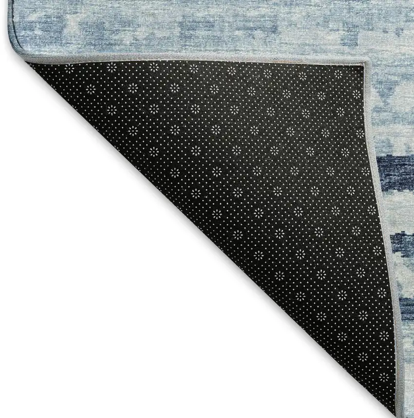 Blue And Ivory Striped Washable Area Rug With UV Protection Photo 7