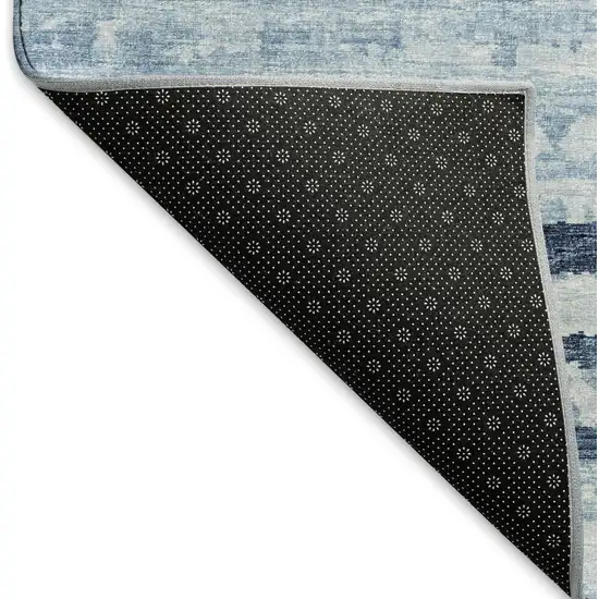 Blue And Ivory Striped Washable Area Rug With UV Protection Photo 7