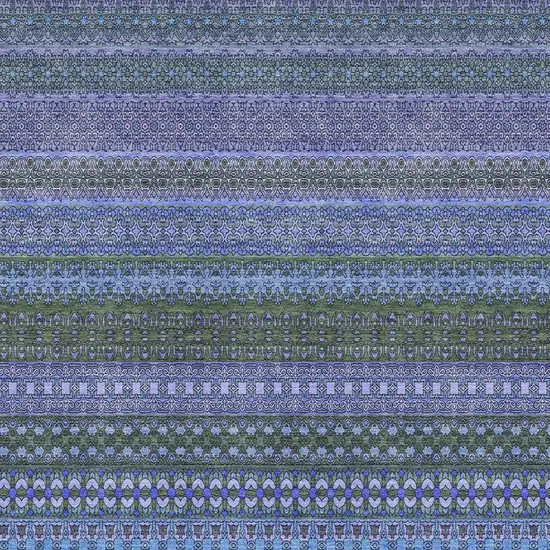 Blue And Ivory Striped Washable Area Rug With UV Protection Photo 3