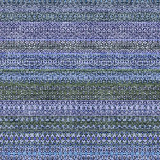 Blue And Ivory Striped Washable Area Rug With UV Protection Photo 3