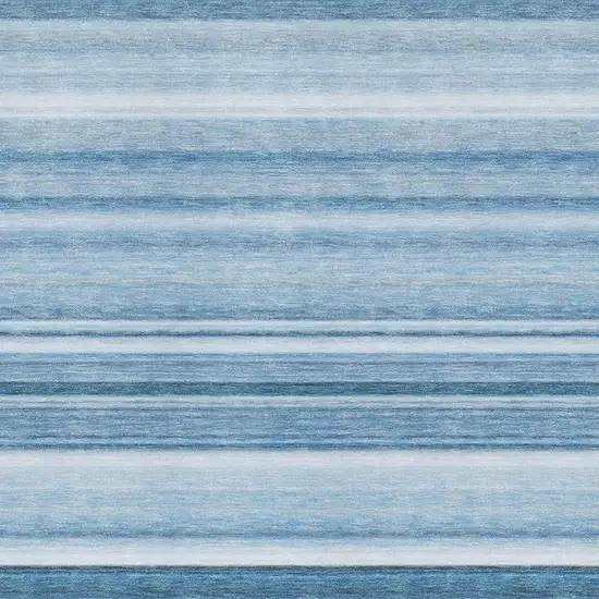 Blue And Ivory Striped Washable Area Rug With UV Protection Photo 4