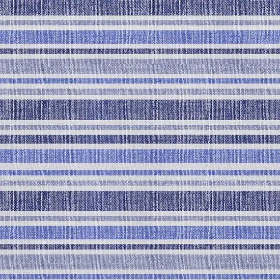 Blue And Ivory Striped Washable Area Rug With UV Protection Photo 3